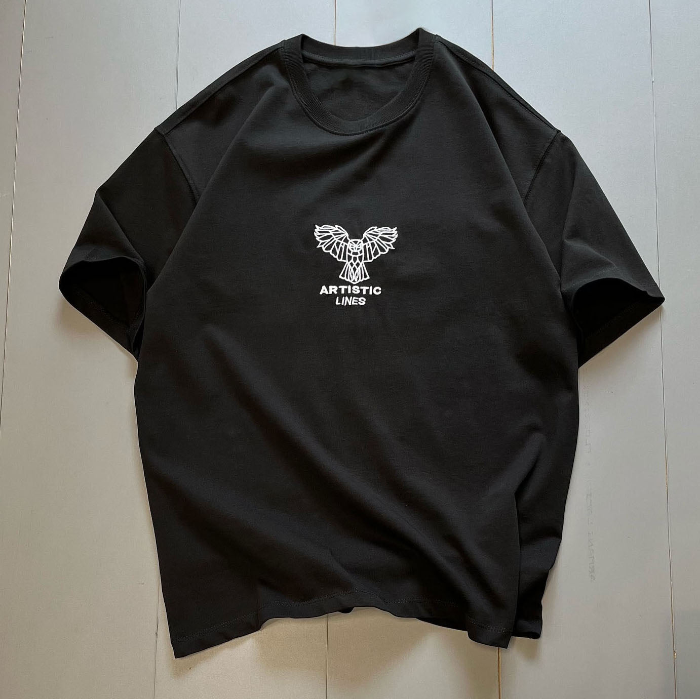 Men's black embroidered bank Dove cotton T-shirt