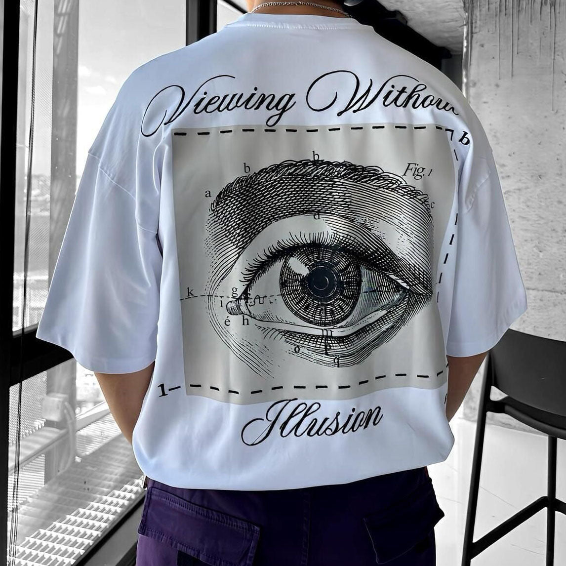 Men's vintage art print cotton T-shirt