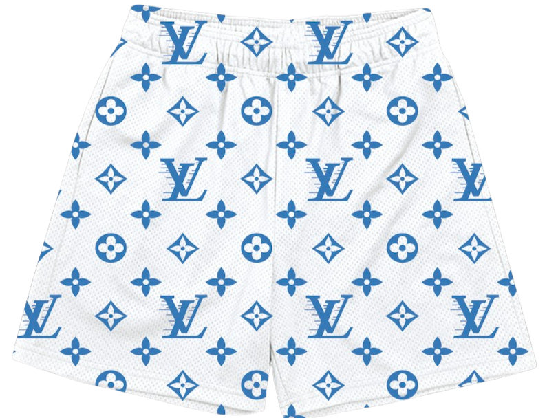 WHITE BLUE L V SHORTS