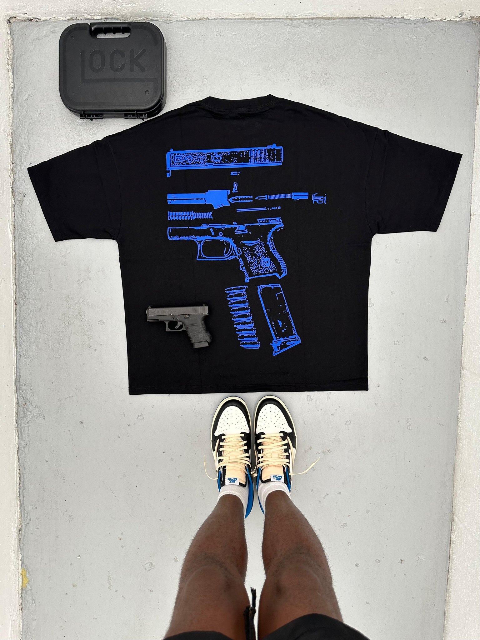 IN GLOCK WE TRUST OVERSIZED TEE (Blue beatles)