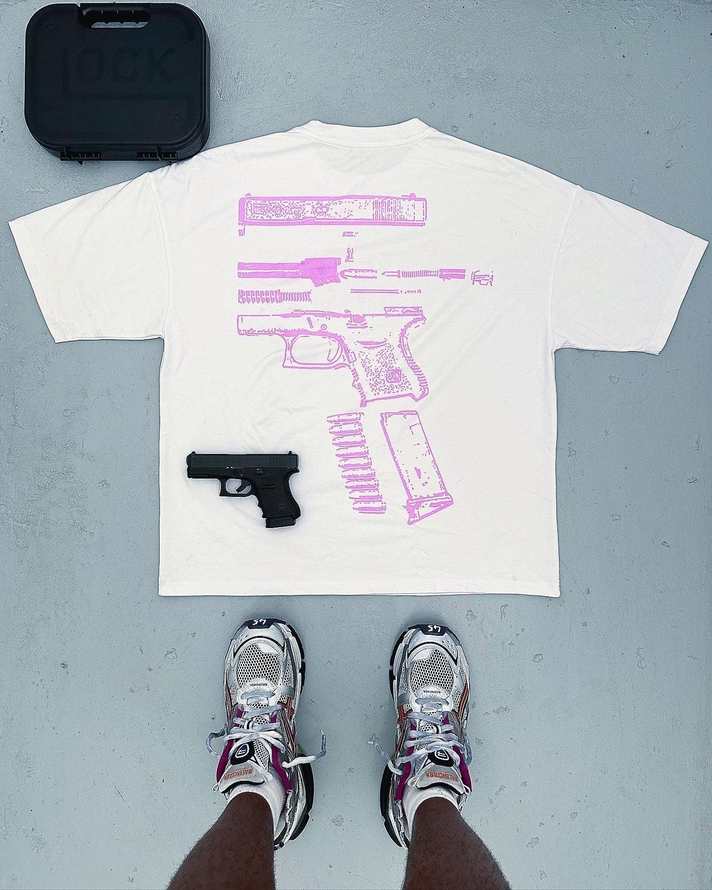 IN GLOCK WE TRUST OVERSIZED TEE (PINK)